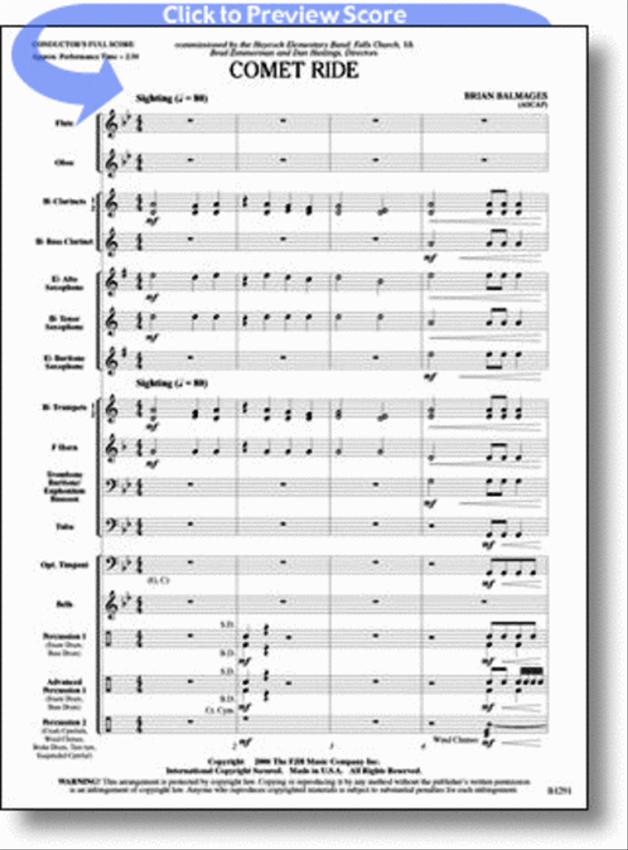 Comet Ride Concert Band scores gallery preview page 1