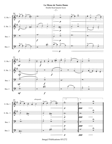 Machaut: La Messe de Nostre Dame for Double Reed Quartet image number null