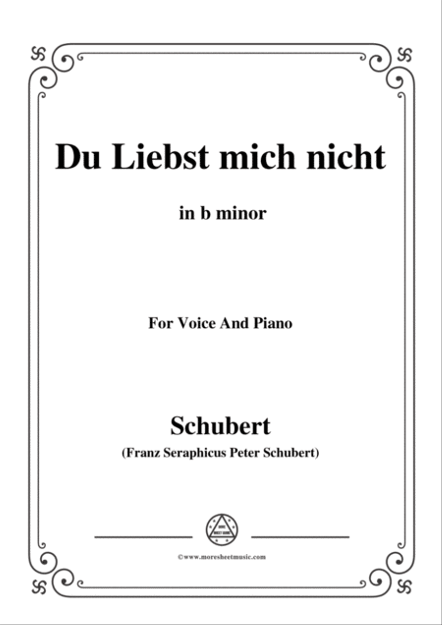 Schubert-Du Liebst mich nicht,Op.59 No.1,in b minor,for Voice&Piano Voice scores gallery preview page 1