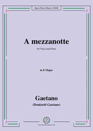 Donizetti-A mezzanotte,in E Major,for Voice and Piano