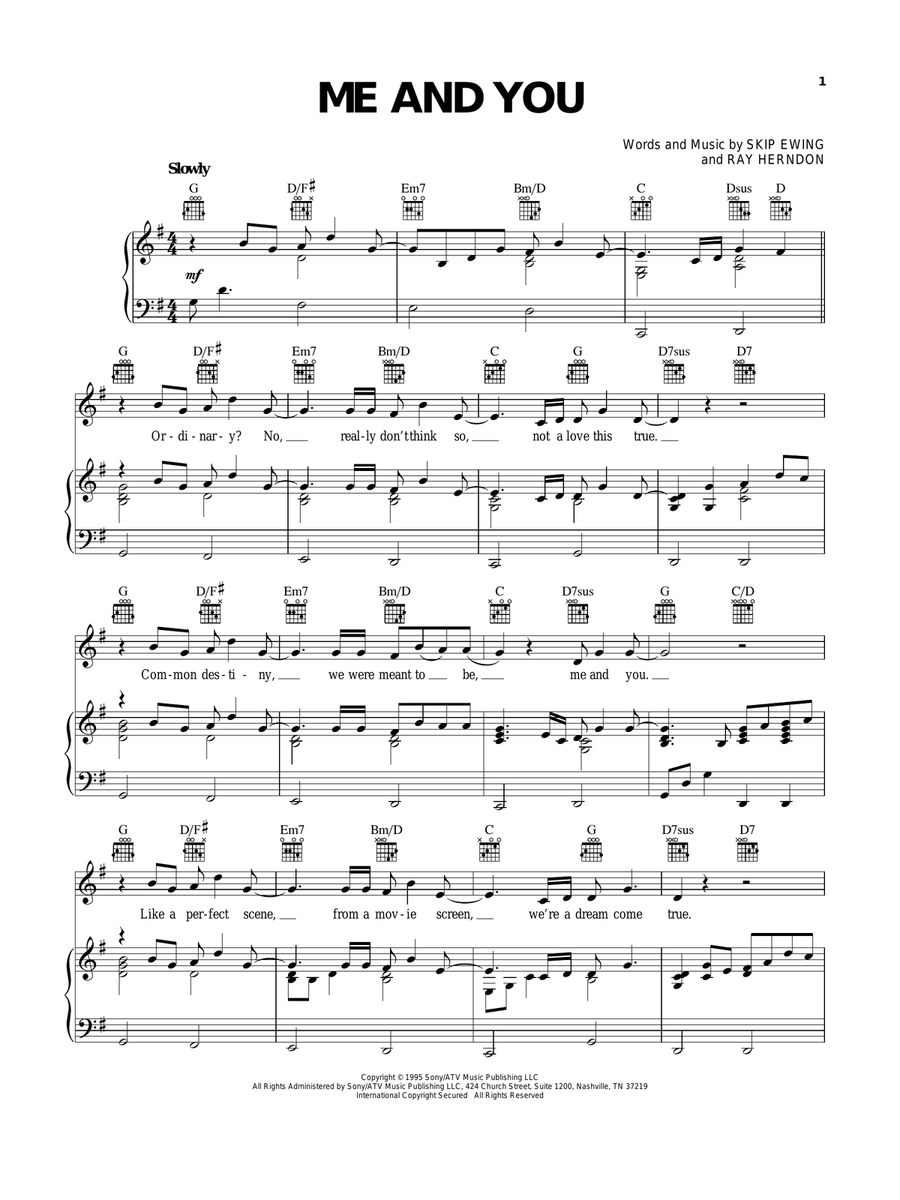 Me And You Me And You Piano, Vocal, Guitar scores gallery preview page 1