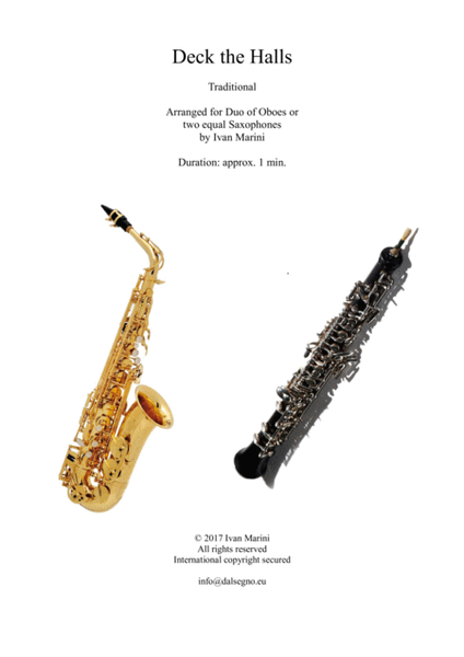 Deck the Halls - Duet for Oboes or two equal Saxophones image number null