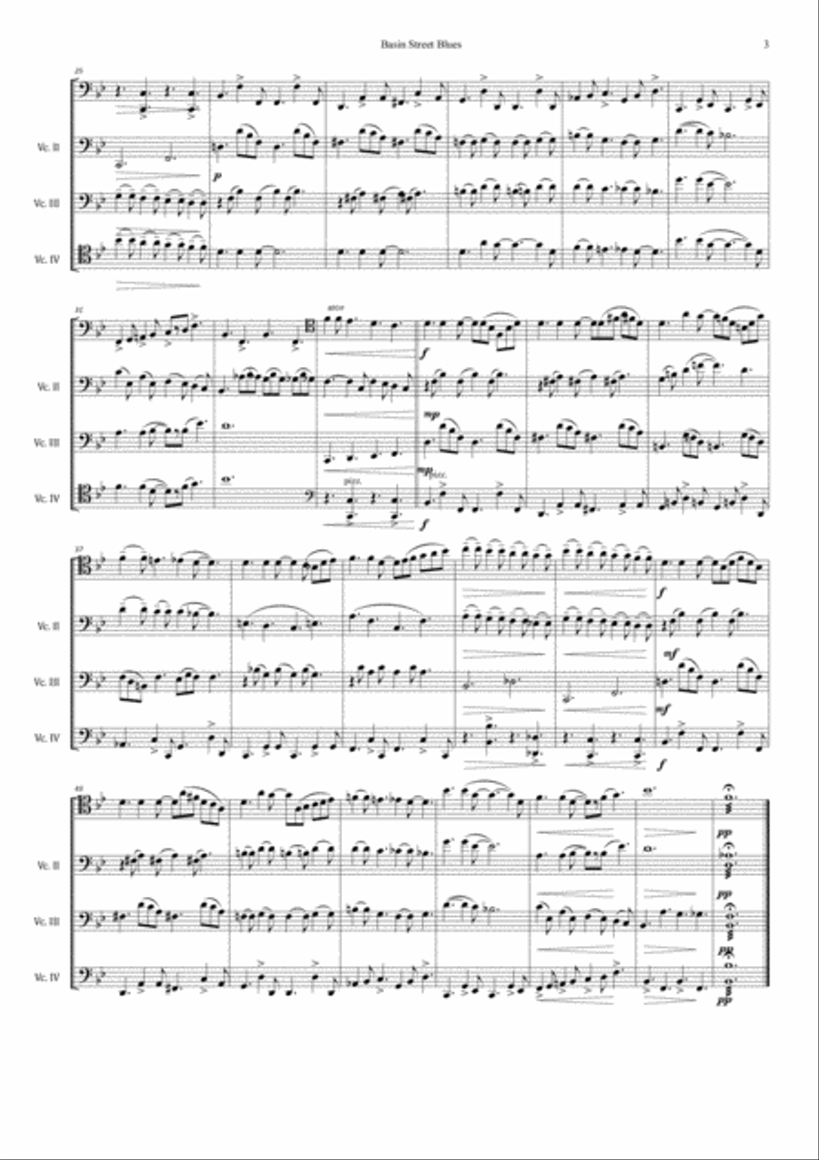 Basin Street Blues Basin Street Blues Cello scores gallery preview page 3