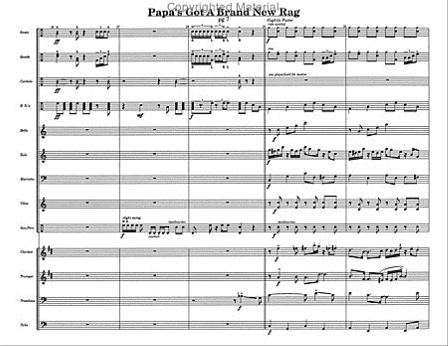Papa's Got A Brand New Rag Percussion Ensemble scores gallery preview page 5