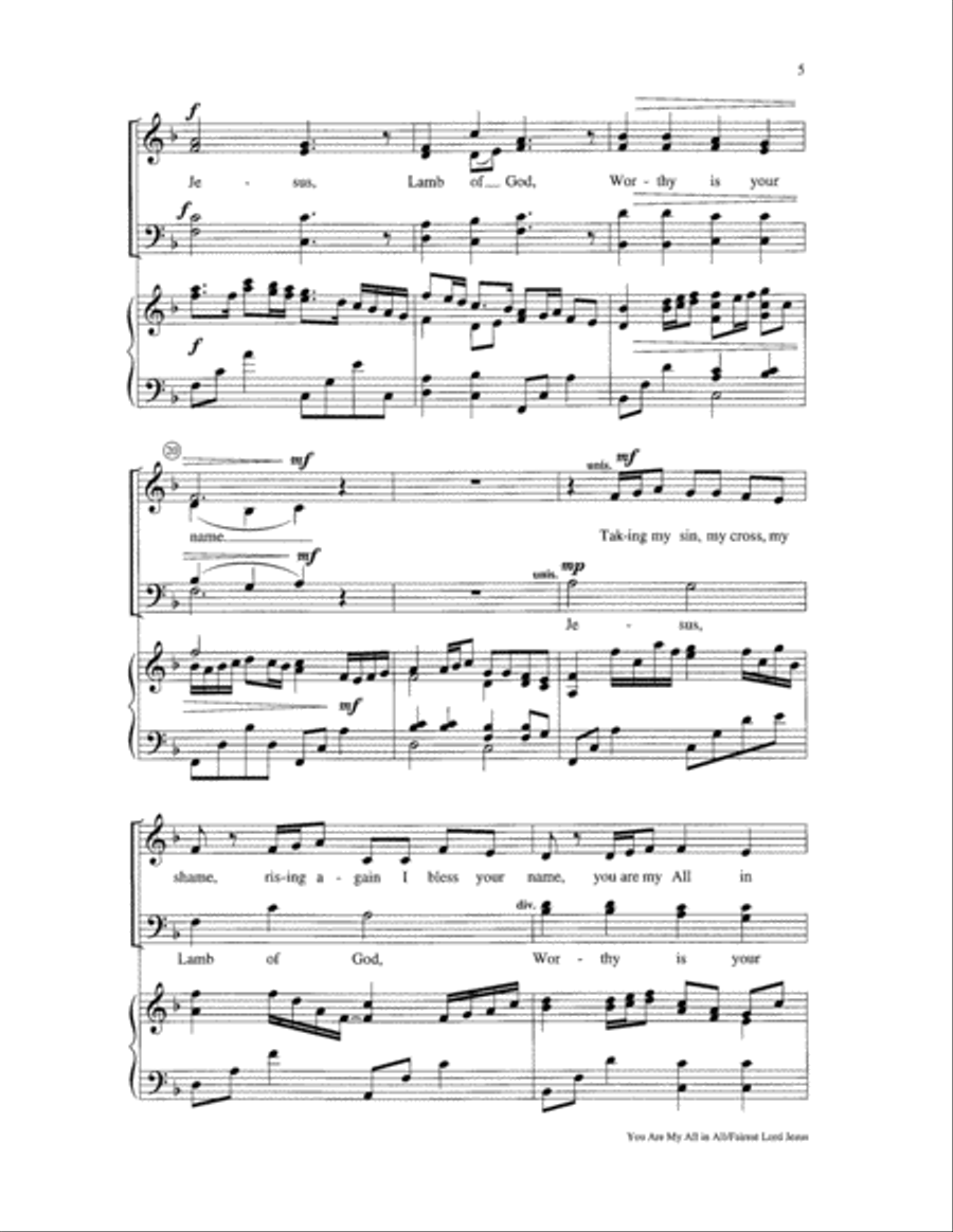 You Are My All in All/Fairest Lord Jesus 4-Part scores gallery preview page 5