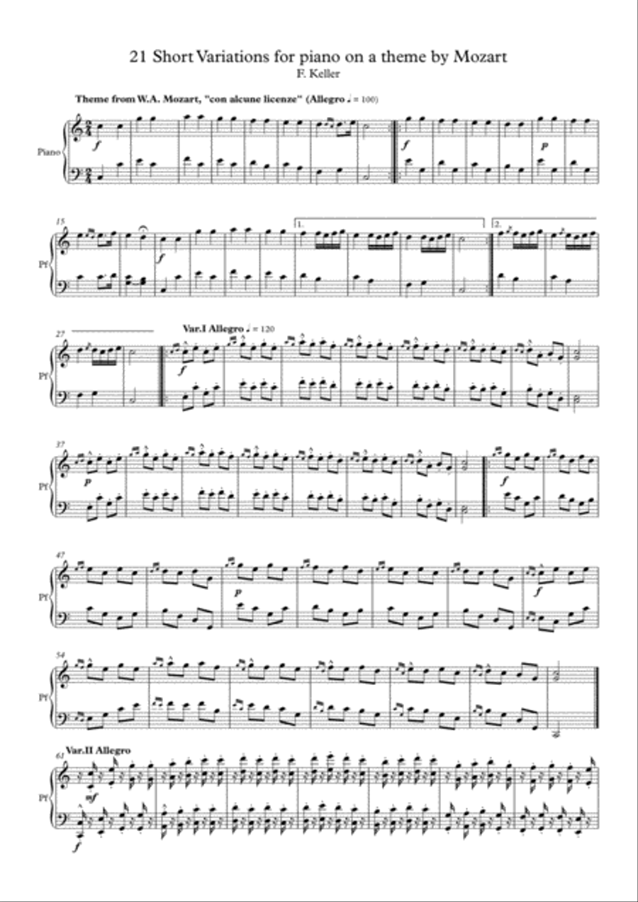 21 Variations in C on Mozart's Theme 