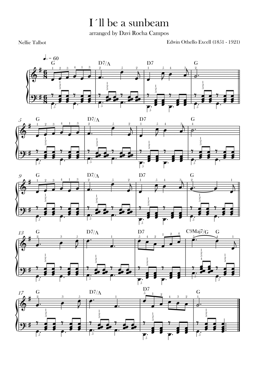 I'll be a sunbeam I'll be a sunbeam Piano Solo scores gallery preview page 1