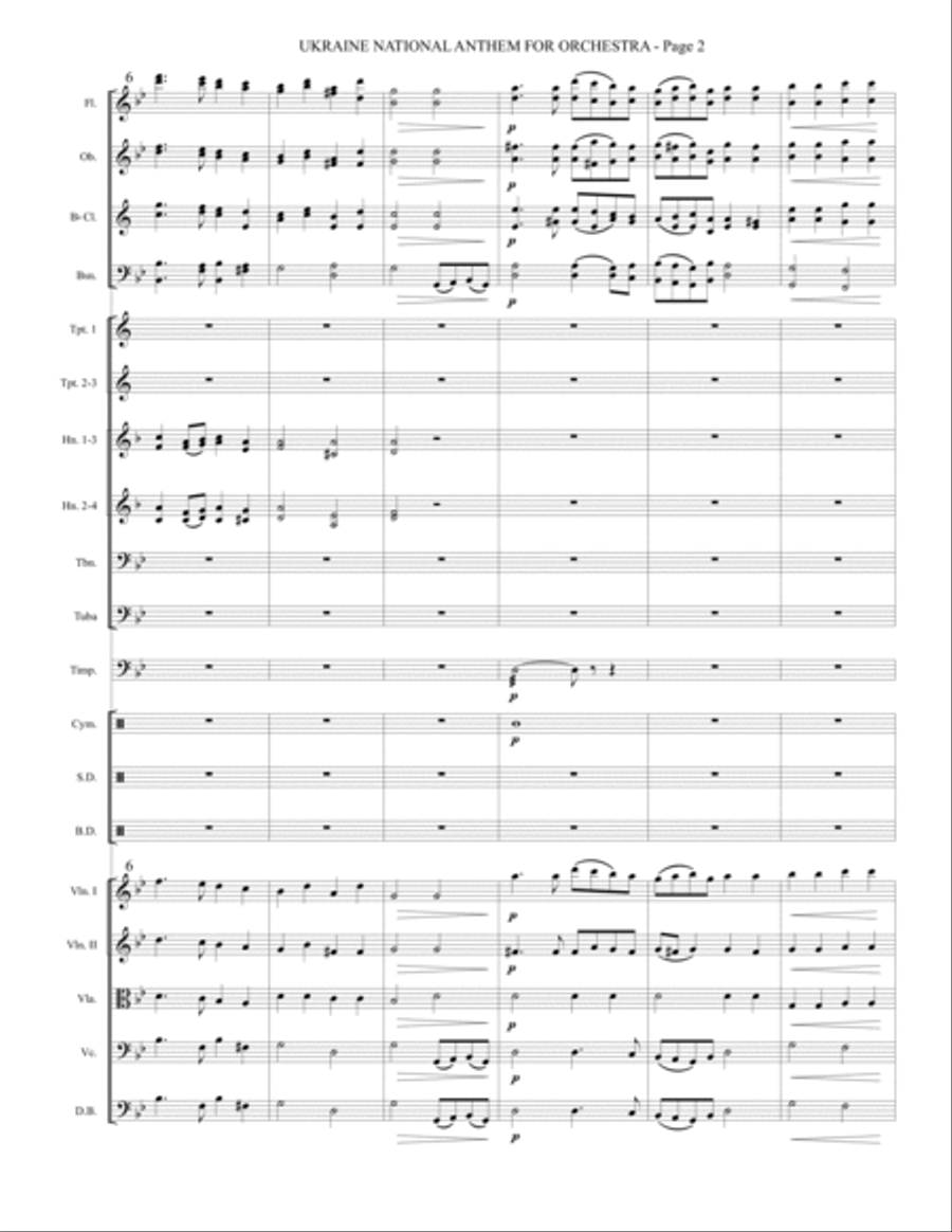 Ukraine National Anthem (Orchestra) - Shche ne vmerla Ukrainy Full Orchestra scores gallery preview page 3