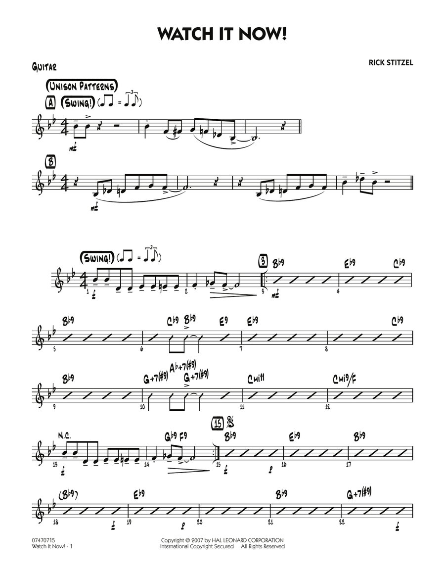 Watch It Now! - Guitar Watch It Now! - Guitar Jazz Ensemble scores gallery preview page 1