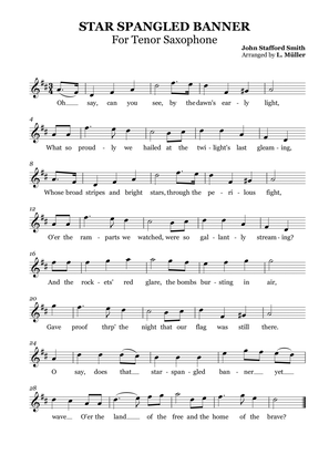 Star Spangled Banner - Tenor Saxophone Chords