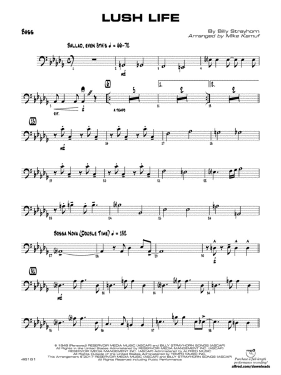 Lush Life: String Bass Jazz Ensemble scores gallery preview page 1