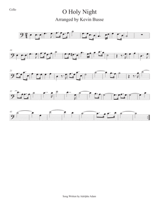 O Holy Night (Easy key of C) Cello