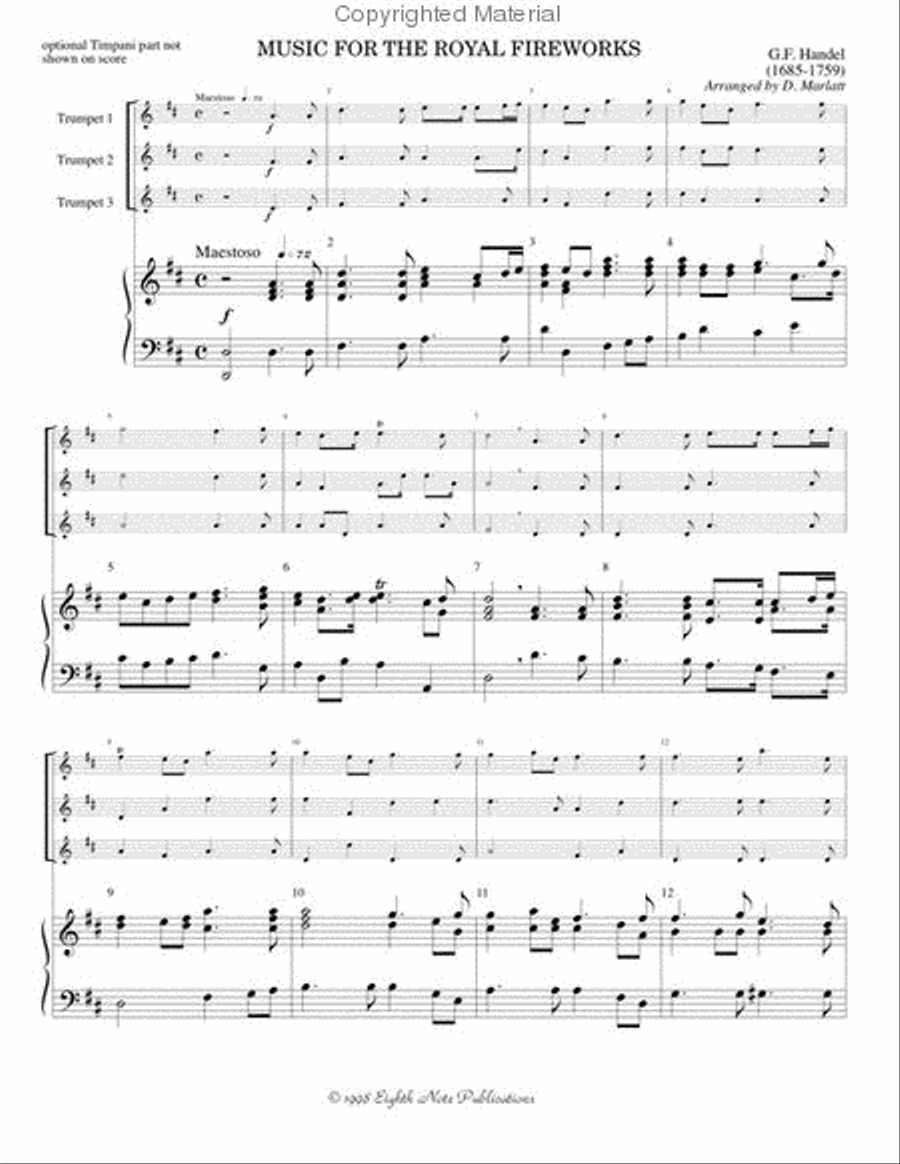 Music for the Royal Fireworks Trumpet Trio scores gallery preview page 2