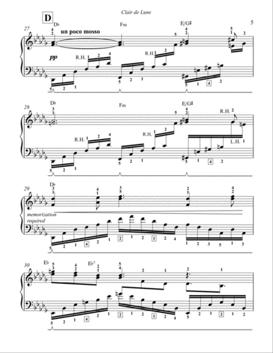 Clair de Lune (with piano fingering as needed) Piano Solo scores gallery preview page 5