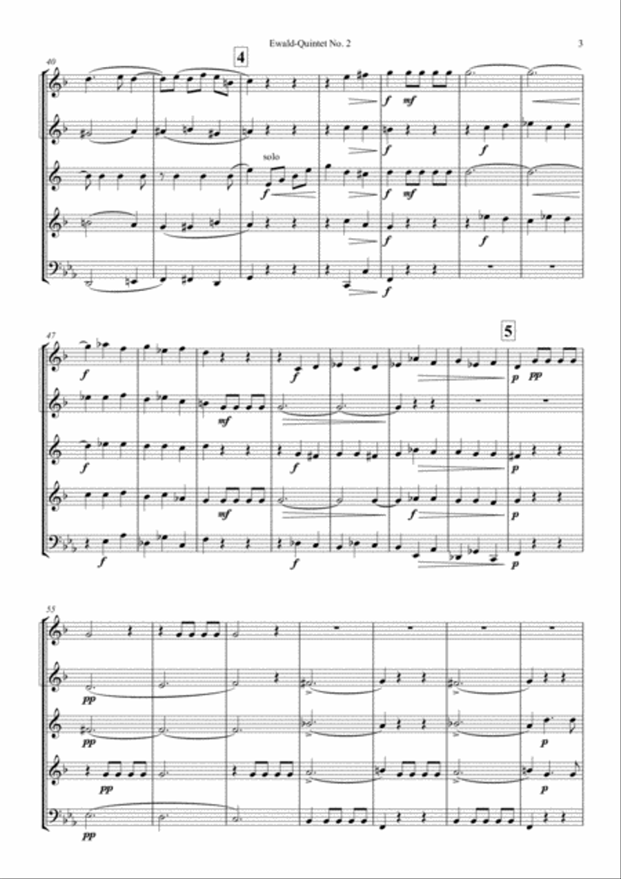 Ewald: Quintet No. 2 for Brass Instruments Brass Ensemble scores gallery preview page 5