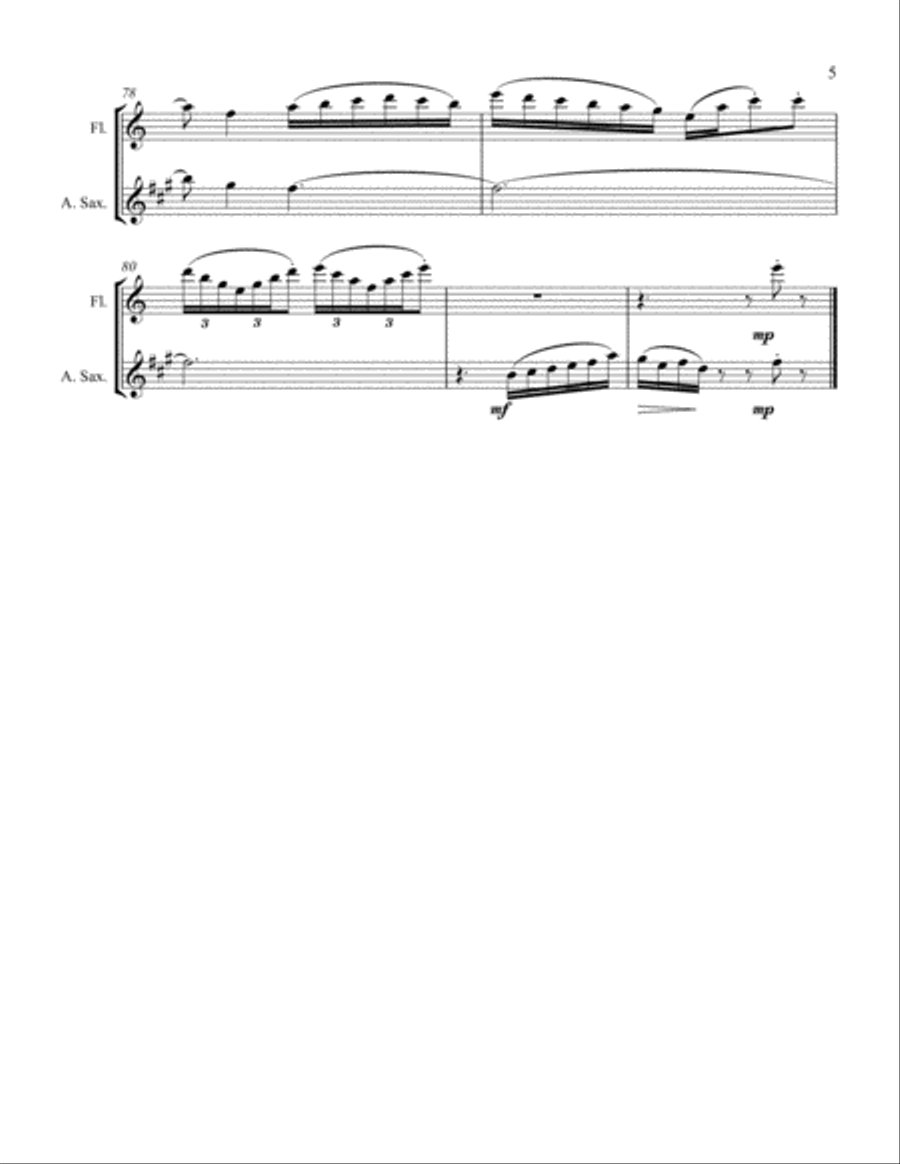 Celebration of Flight for Flute and Alto Saxophone Woodwind Ensemble scores gallery preview page 5