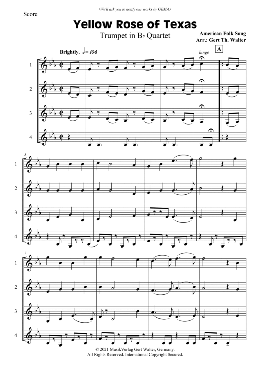 Yellow Rose of Texas Yellow Rose of Texas Trumpet Solo scores gallery preview page 1