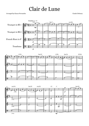 Book cover for Clair de Lune by Debussy - Brass Quartet with Chord Notation