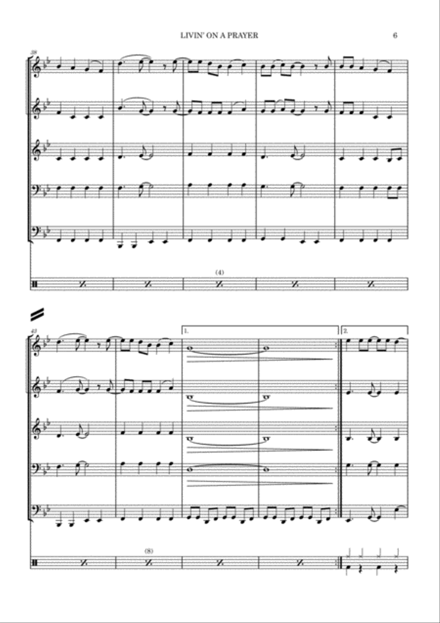 Livin' On A Prayer Brass Ensemble scores gallery preview page 6