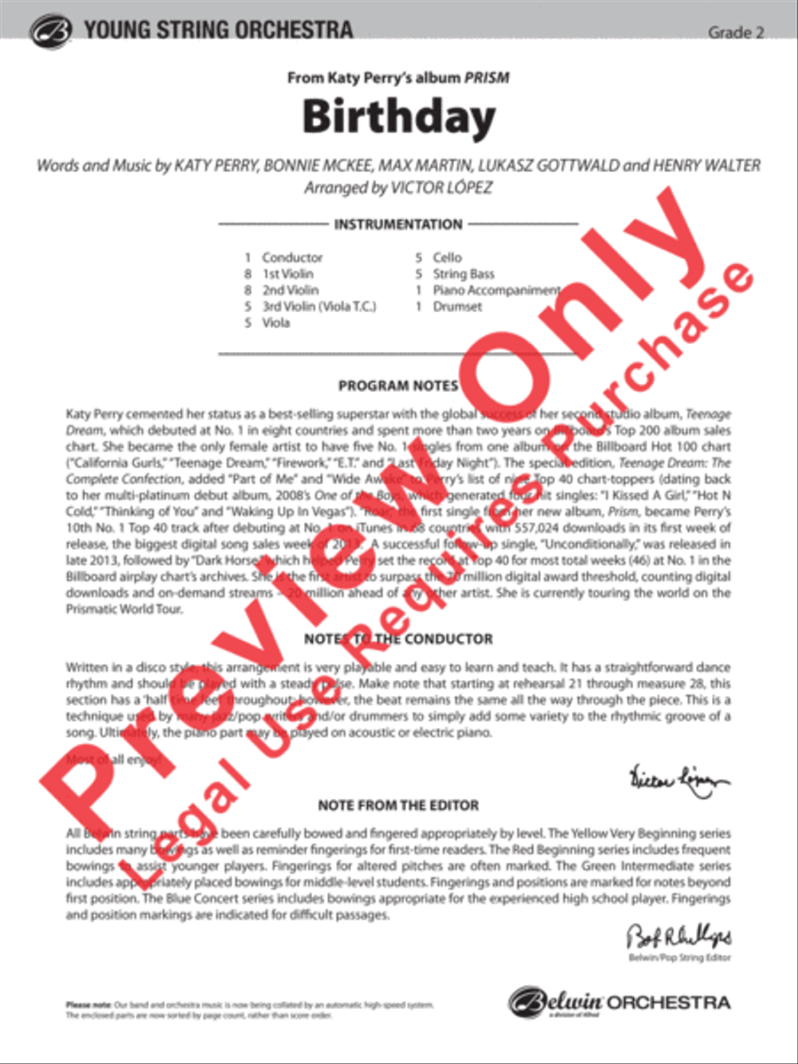 Birthday Birthday String Orchestra scores gallery preview page 2