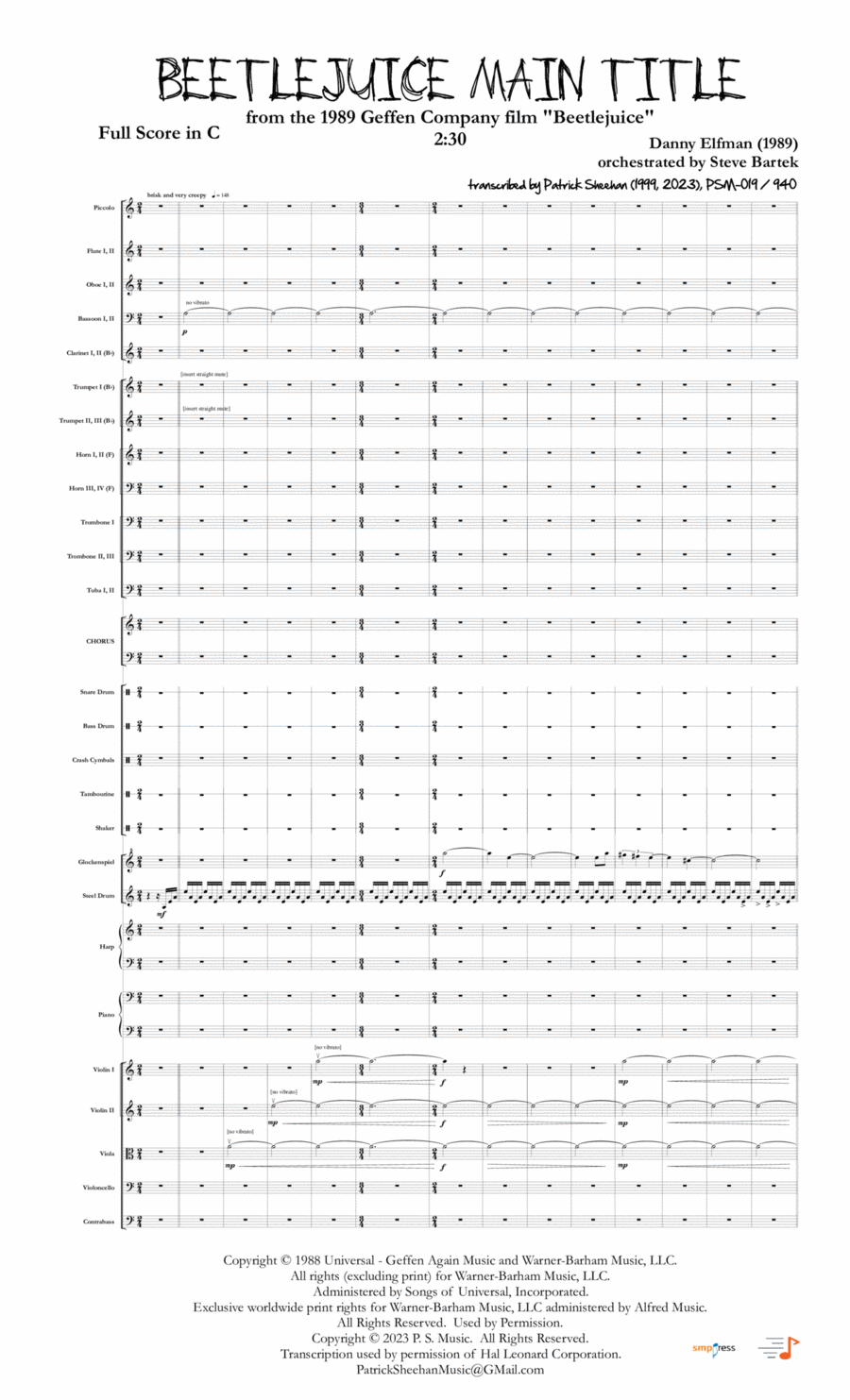 Beetlejuice (main Theme) Full Orchestra scores gallery preview page 1