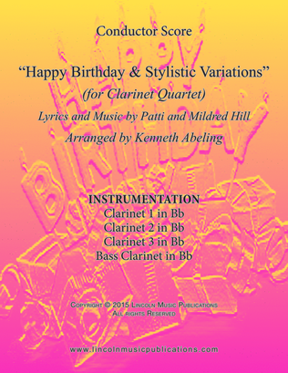 Book cover for Happy Birthday and Stylistic Variations (for Clarinet Quartet)