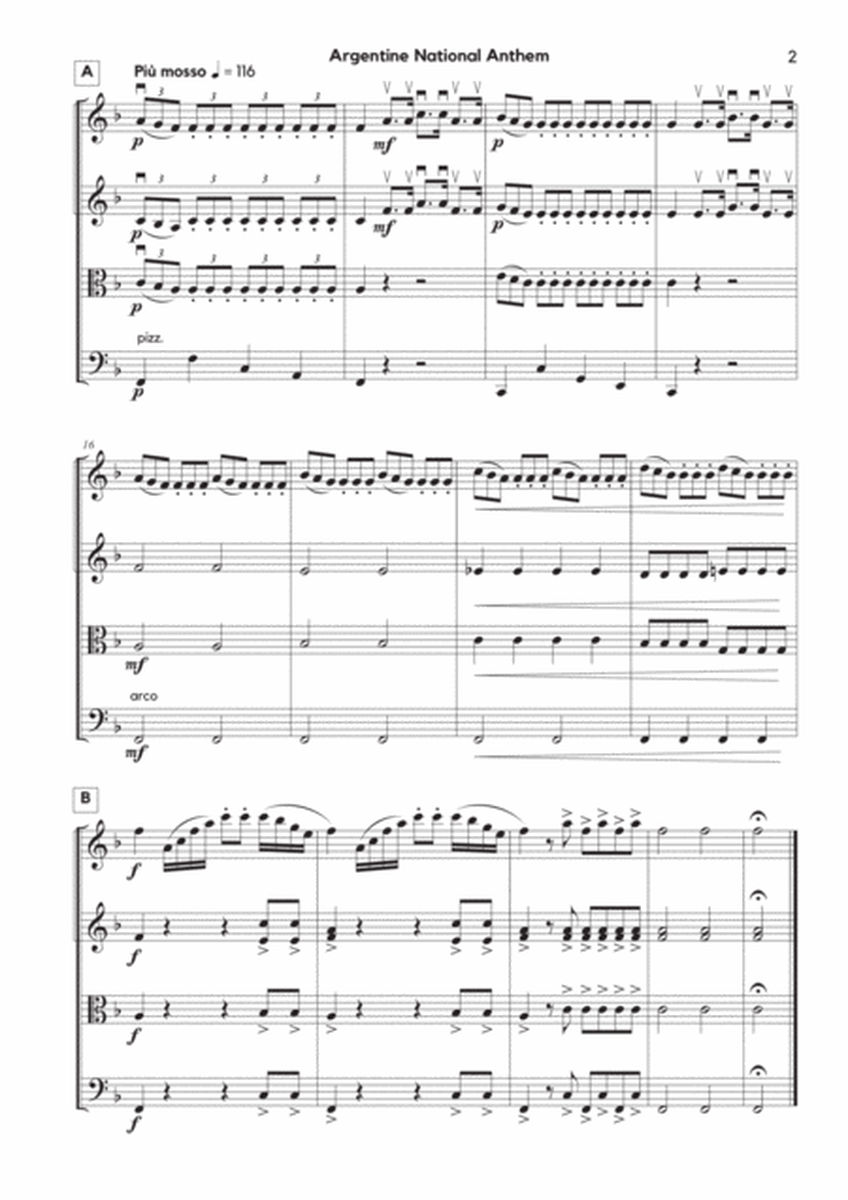 Argentine National Anthem (Himno Nacional Argentino) Short version - arranged for string quartet image number null