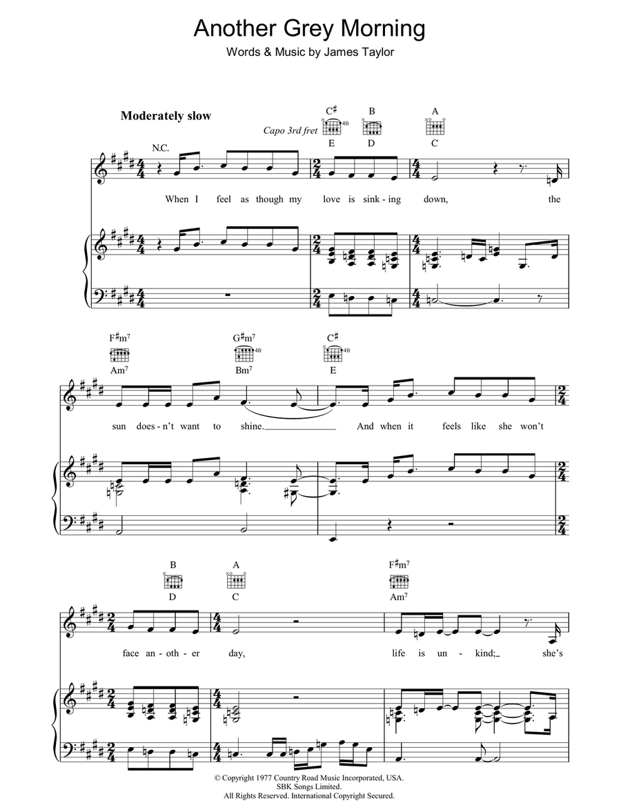 Another Grey Morning Piano, Vocal, Guitar scores gallery preview page 1
