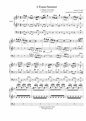 Summer/L'Estate from The Four Seasons - 1. Allegro non molto - for Organ Solo