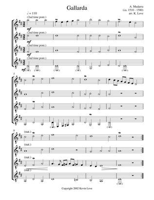 Gallarda (Guitar Quartet) - Score and Parts