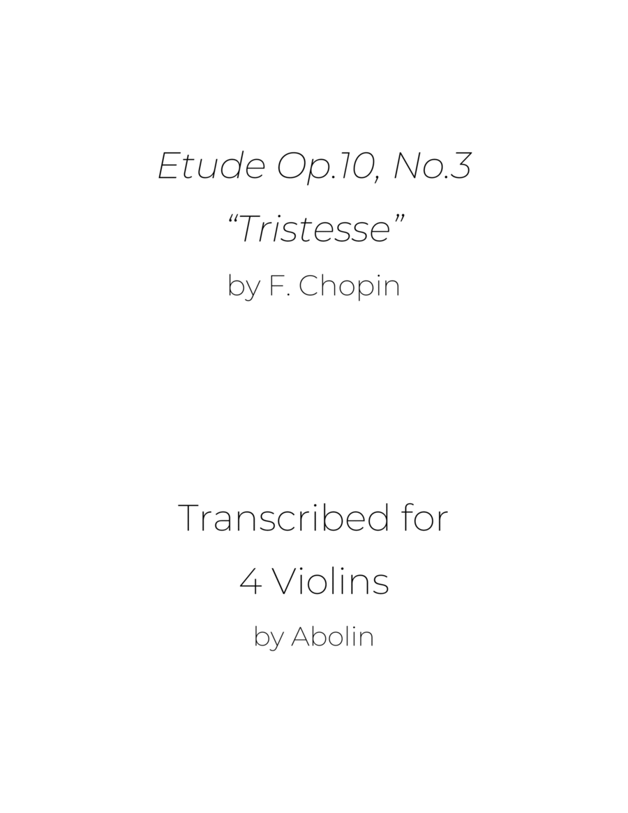 Chopin: Etude Op.10, No.3 
