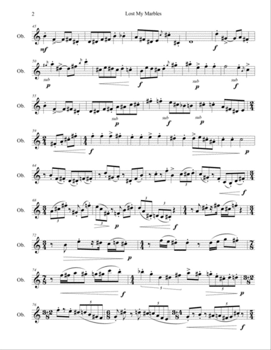 Lost My Marbles Oboe Solo scores gallery preview page 2