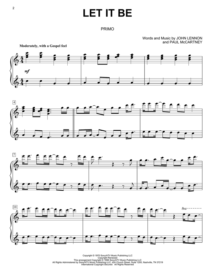 Let It Be Piano Duet scores gallery preview page 2