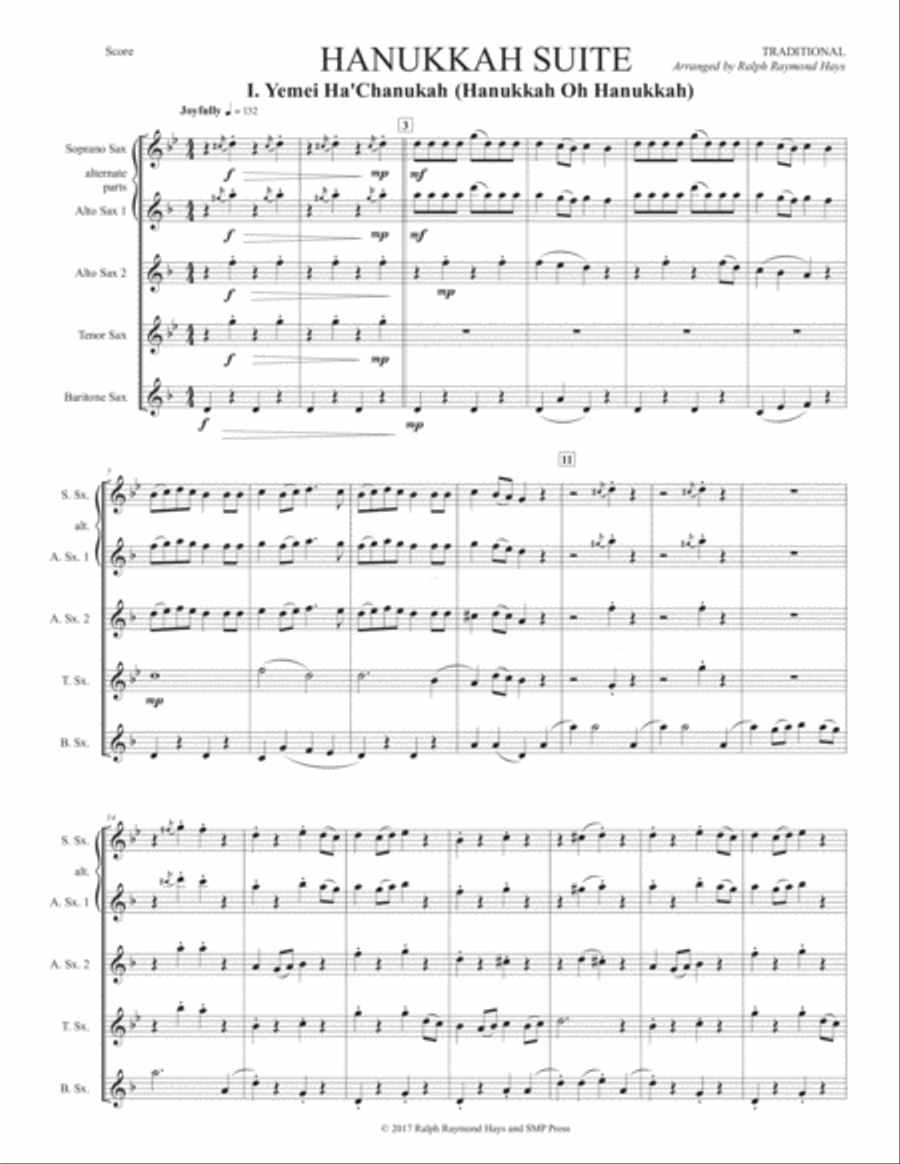 Hanukkah Suite (for Saxophone Quartet) Saxophone Quartet scores gallery preview page 2