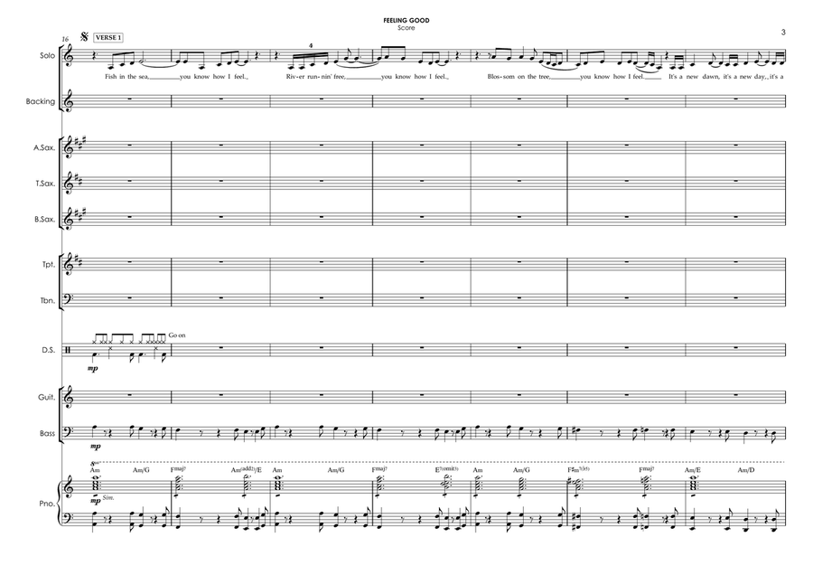 Feeling Good - Score Only Jazz Ensemble scores gallery preview page 6