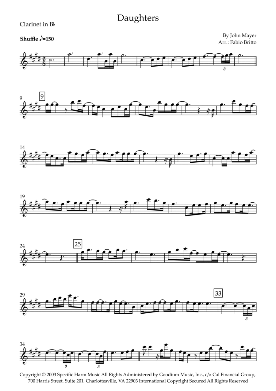 Daughters B-Flat Clarinet scores gallery preview page 1