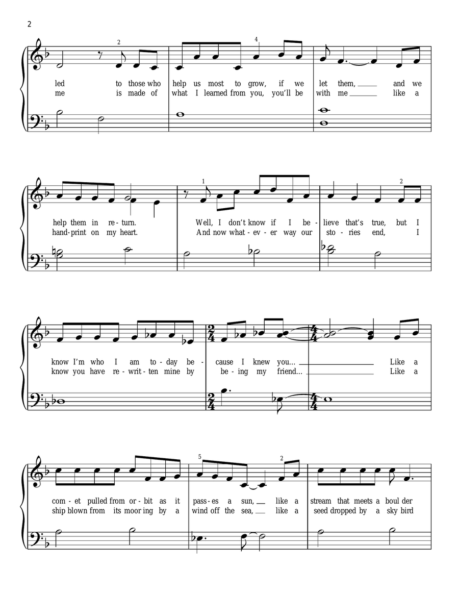 For Good (from Wicked) Easy Piano scores gallery preview page 2