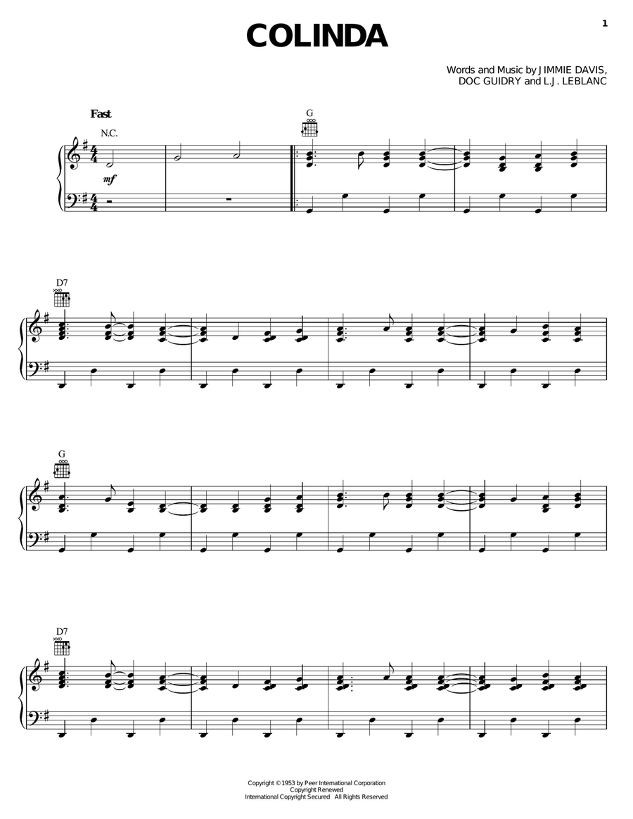 Colinda Colinda Piano, Vocal, Guitar scores gallery preview page 1