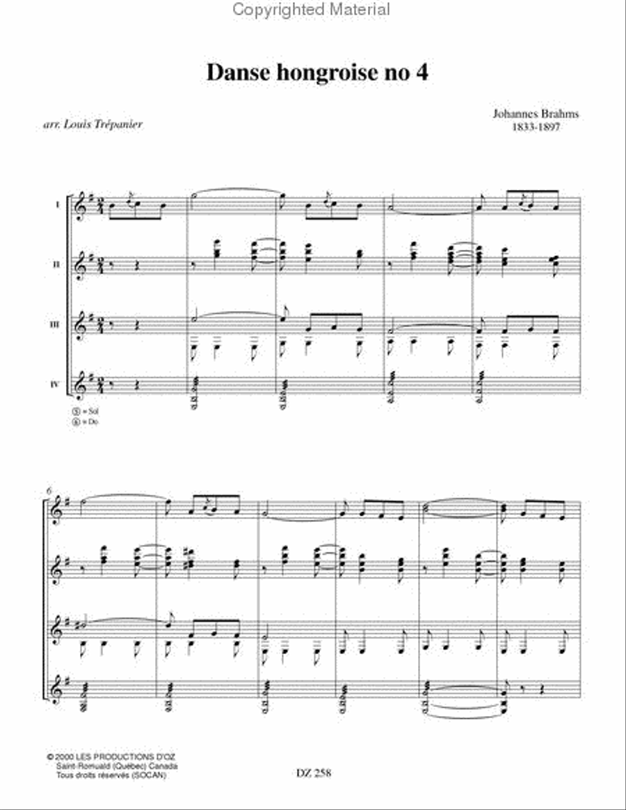 Danse hongroise no 4 Guitar Ensemble scores gallery preview page 2