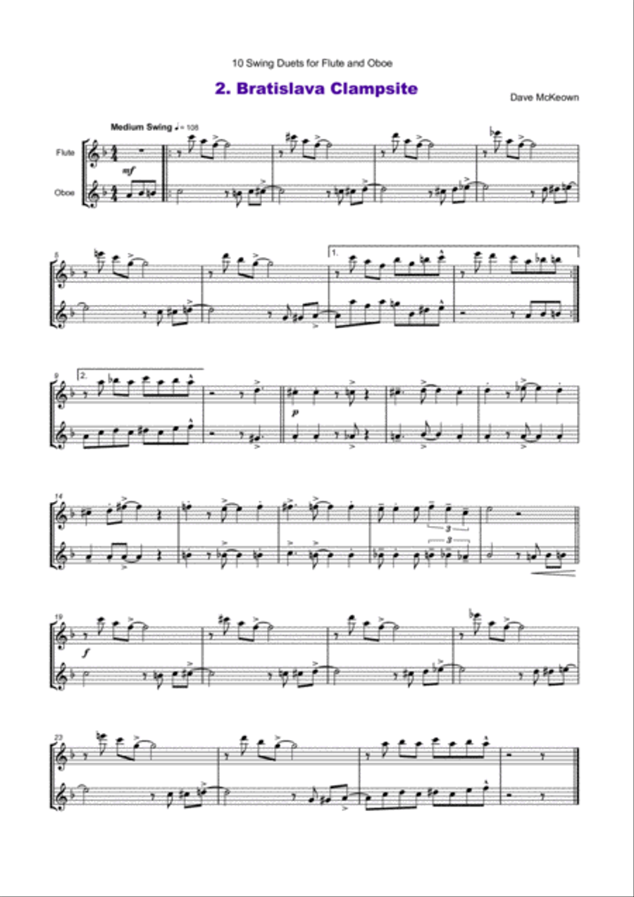 10 Swing Duets for Flute and Oboe Woodwind Duet scores gallery preview page 3