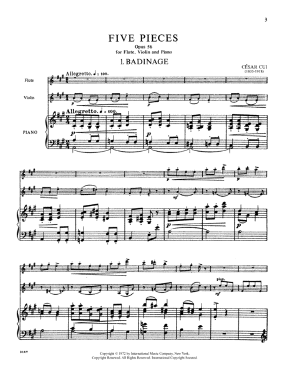 Five Pieces, Opus 56 For Flute, Violin & Piano Flute scores gallery preview page 2