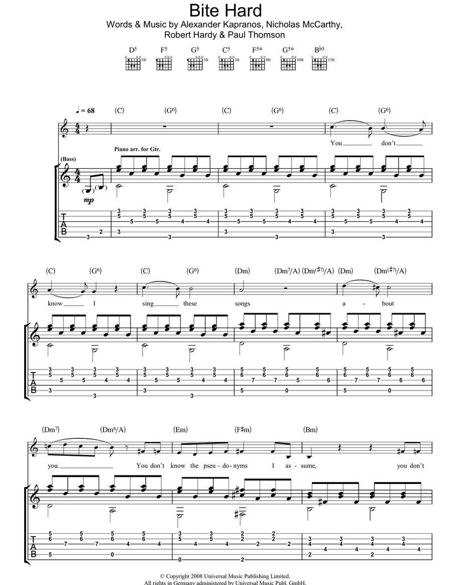 Bite Hard Guitar Tablature scores gallery preview page 1