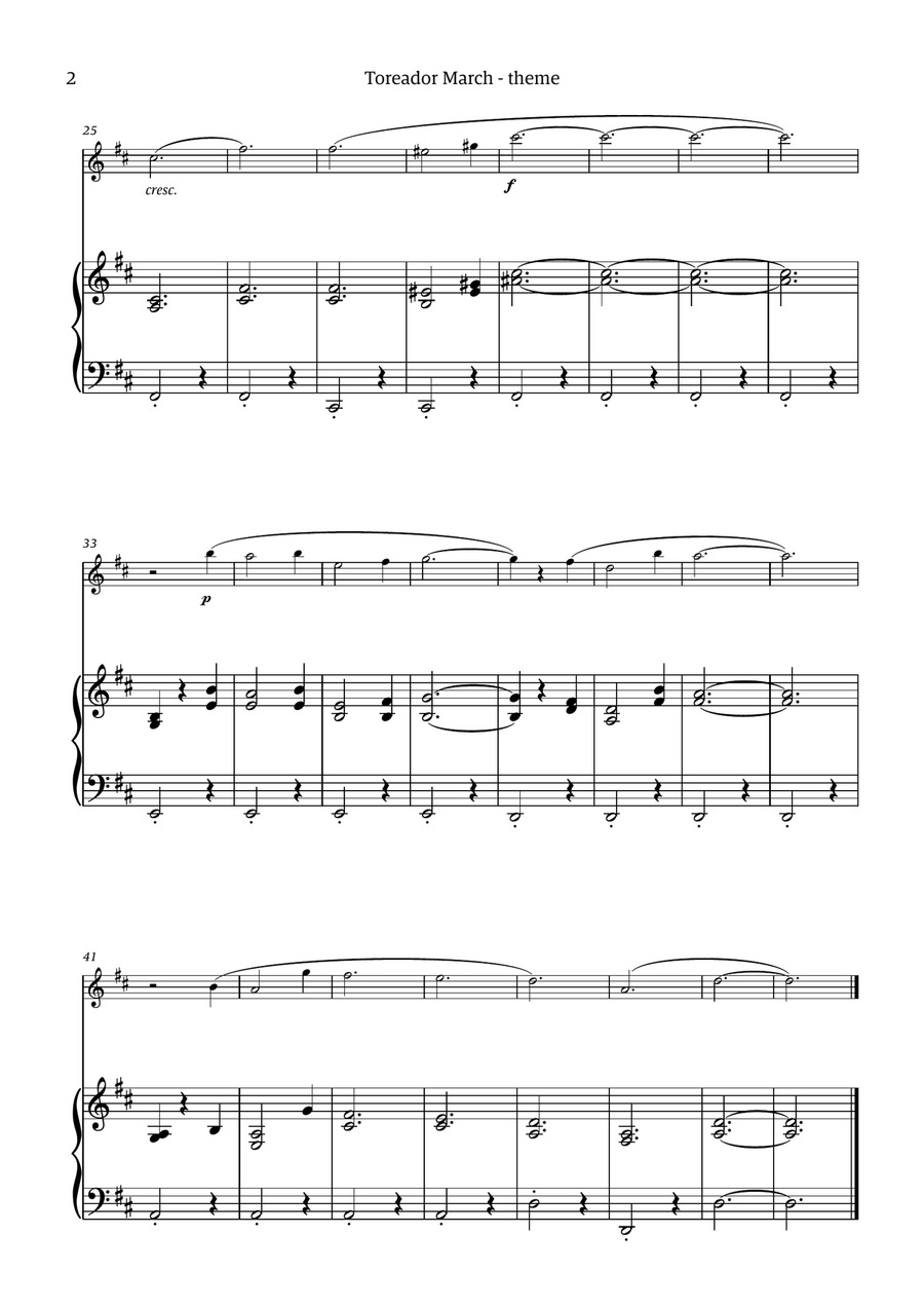 Toreador March (from the opera Carmen) - easy version Chamber Music scores gallery preview page 2