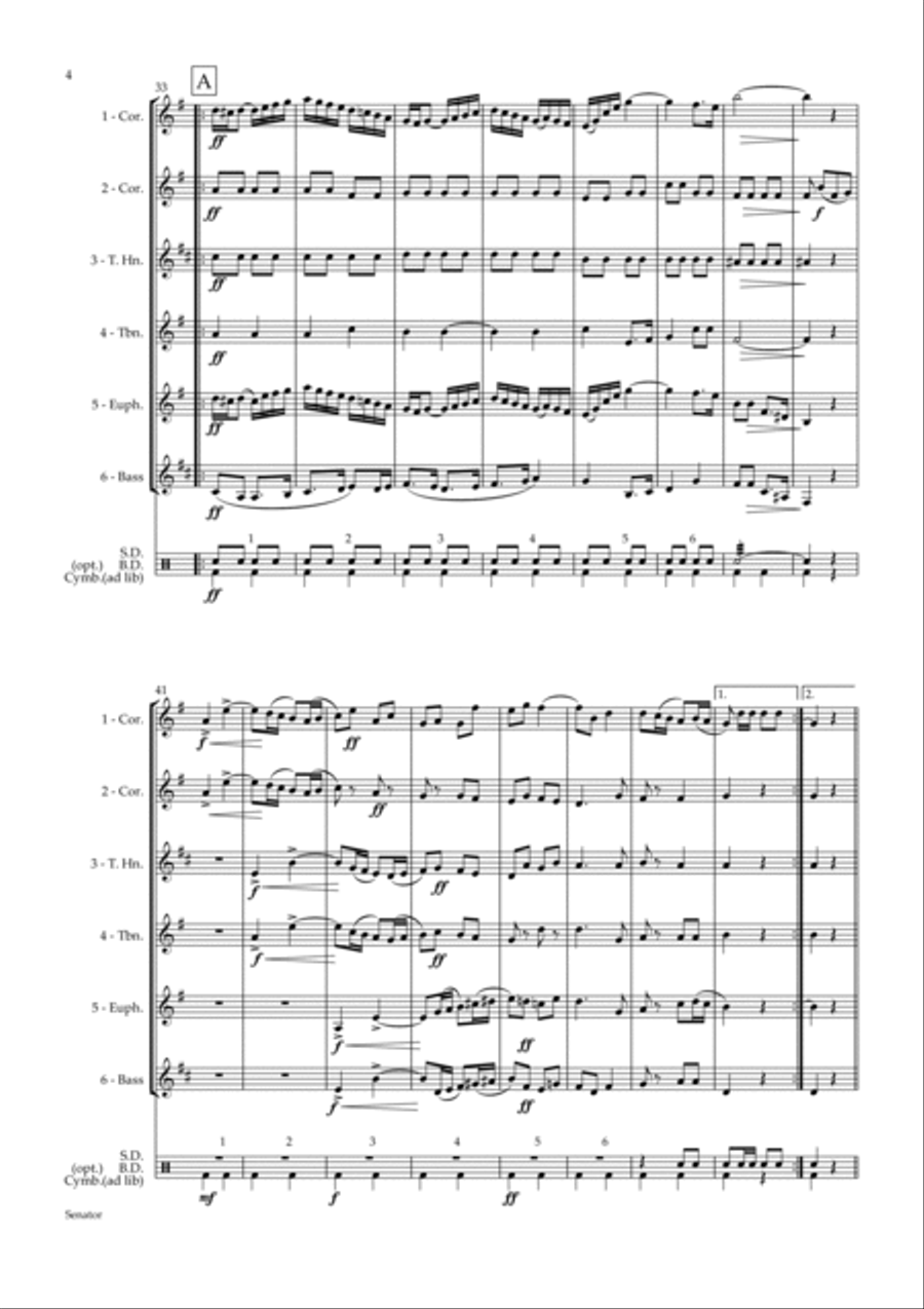 Senator - Grand Contest March by George Allan - arranged for brass sextet Brass Ensemble scores gallery preview page 4