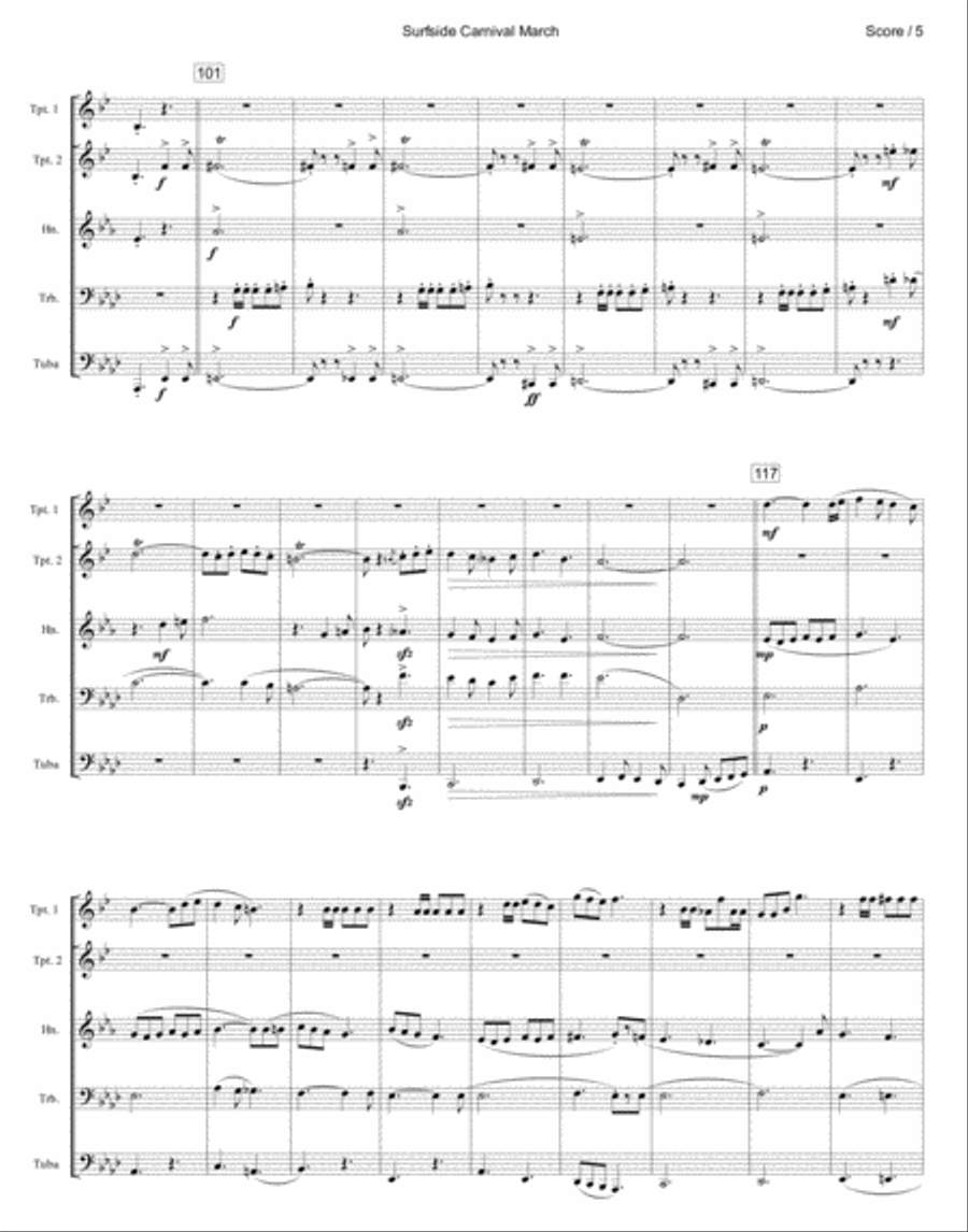 Surfside Carnival - Brass Quintet Brass Quintet scores gallery preview page 5