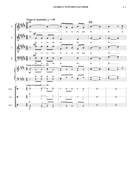 Gloria a Nuestro Salvador - SATB with Cuatro accompaniment and optional percussion image number null