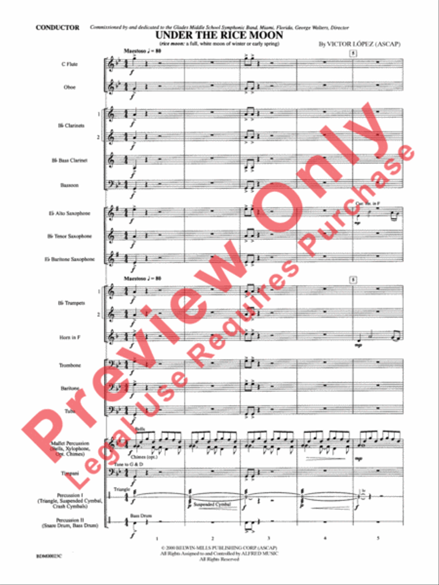 Under the Rice Moon Concert Band scores gallery preview page 4