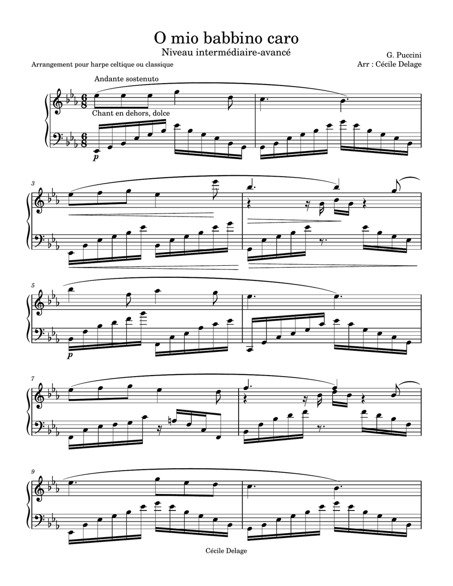 O Mio Babbino Caro Celtic Harp scores gallery preview page 1