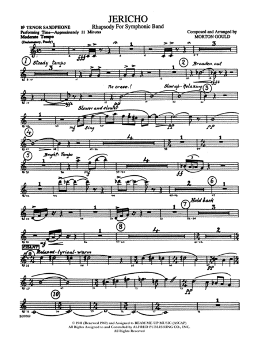Jericho: B-flat Tenor Saxophone Concert Band scores gallery preview page 1
