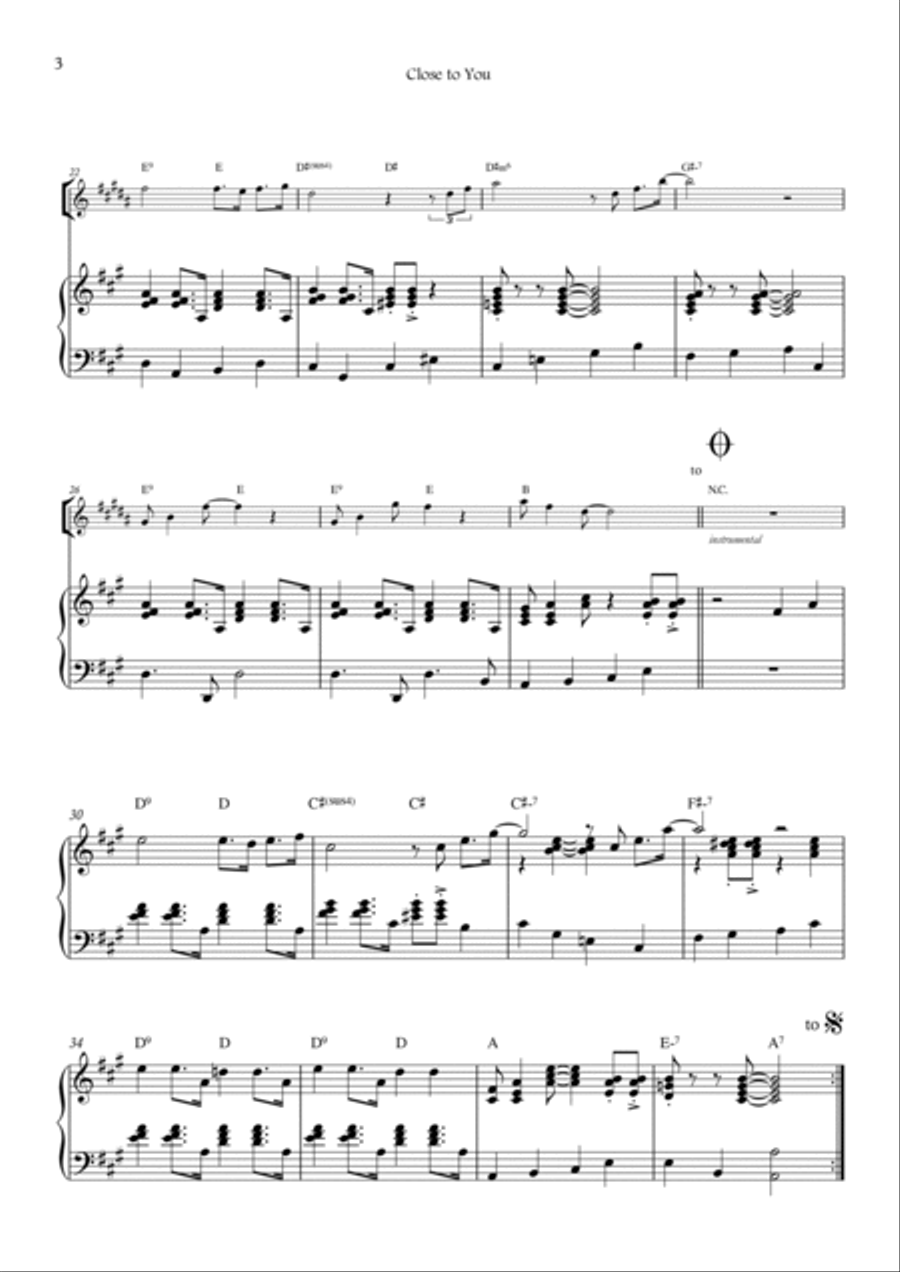 Close To You Tenor Saxophone scores gallery preview page 3